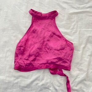 Zara Satin Pink Halter Top
